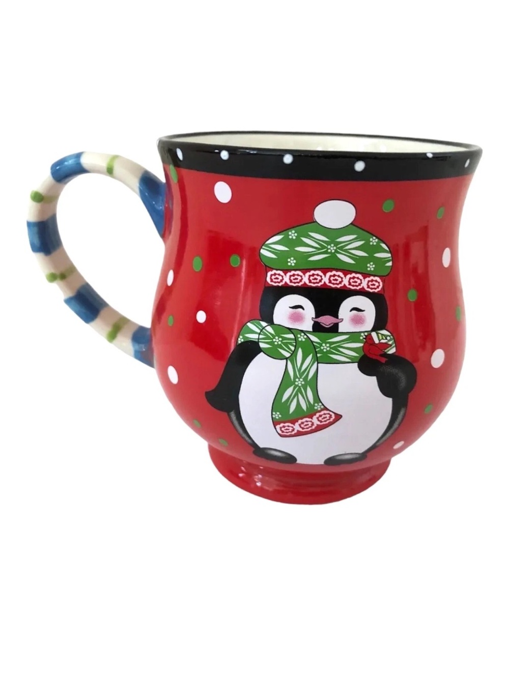Temptations Penguin Christmas Mug Winter Whimsy Polka Dot Cup